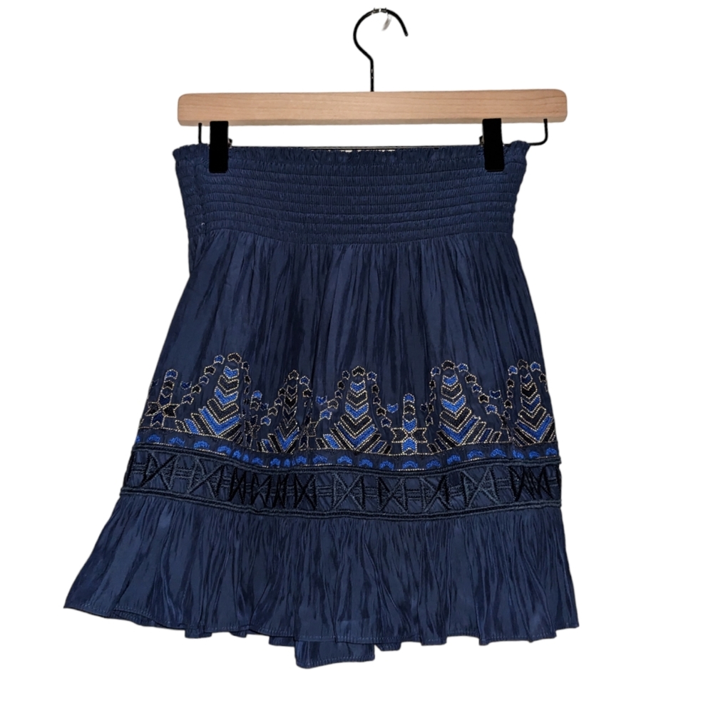 NWT Ramy Brook Cali Skirt Size Small Navy and Gold